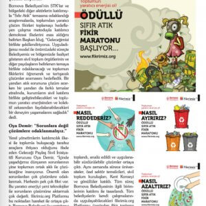 SIFIR ATIK” ÇALIŞMAMIZA TÜRKİYE BELEDİYELER BİRLİĞİ DERGİSİ EYLÜL 2021 SAYISINDA YER VERİLDİ.